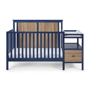 Connelly - 4-in-1 Crib and Changer Combo - Midnight Blue/Vintage Walnut