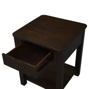 Flora - 20\" MDF End Table With Drawer - Dark Brown