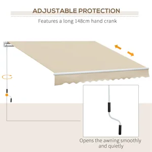 Outsunny - 12\' x 8\' Retractable Awning Patio Awnings Sun Shade Shelter With Manual Crank Handle, 2