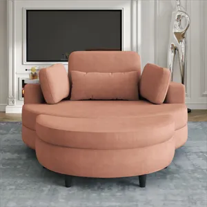Corduroy Sofa With Two Throw Pillows, A Waist Pillow And An Extra Tray Is Comfortable For A Small Ap
