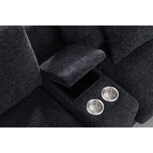 Celine - Chenille Fabric Corner Sectional Sofa With Right-Facing Chaise, Cupholders, And Charging Ports - Dark Gray