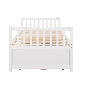 Twin Size Daybed With Trundle And Drawers - White