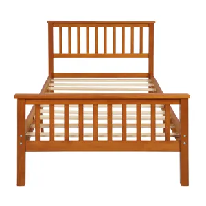 Twin Platform Bed With Headboard And Footboard - Oak