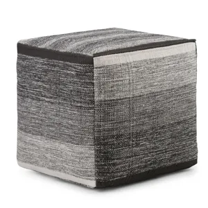 Naya - Cube Pouf - Patterned Grey Melange
