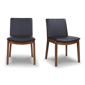Laura - Mid-Century Modern Solid Wood Dining Chair (Set of 2) - Black