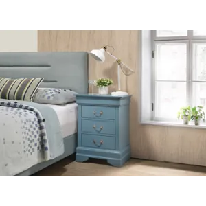 Louis Phillipe - G3180-3N 3 Drawer Nightstand - Teal