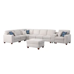 Ted - Sectional Sofa With Ottoman - Beige