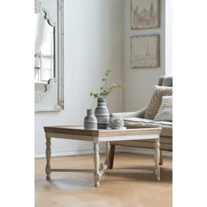 Square Alcott Coffee Table, French Countory Tray Table - White