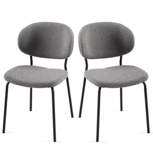 Boucle Dining Chairs, Dining Chairs With Metal Legs For Dining Room, Kitchen, Living Room (Set of 2)