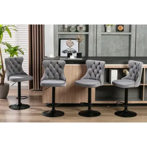 Swivel Velvet Barstools Adjusatble Seat Height , Modern Upholstered Bar Stools With Backs Comfortabl