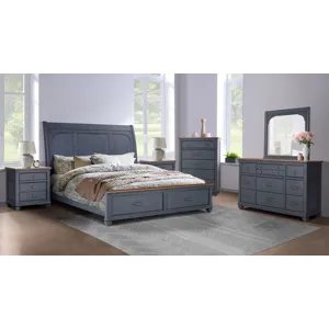 Americana - King Bed - Corduroy Blue