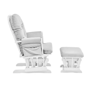 Mason - Glider And Ottoman White Wood - Gray Fabric