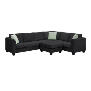 Sectional Sofa Couches Living Room Sets, 7 Seats Modular Sectional Sofa With Ottoman, L Shape Fabric