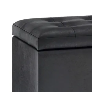 Cosmopolitan - Storage Ottoman - Distressed Black