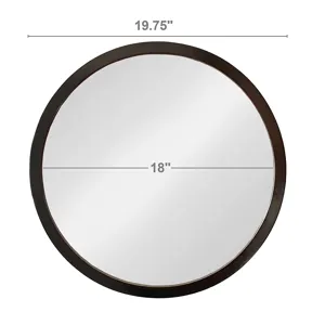 Circle Wall Mirror With Wooden Frame, Wall Mirror For Living Room - Black