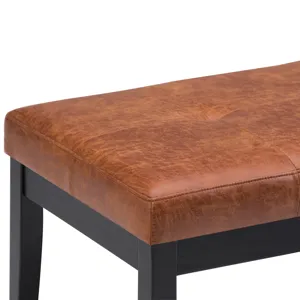 Lacey - Tufted Ottoman Bench - Distressed Saddle Brown