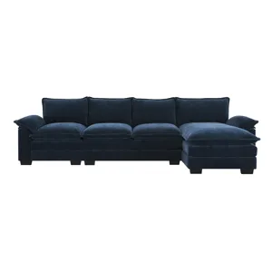 Modern L Shaped Chenille Cloud Sofa With Double Seat Cushions, 5 Seat Upholstered Indoor Furniture, 