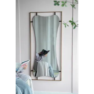 Poppy Mirror With Metal Frame Contemporary Design Wall Decor For Bathroom, Entryway - Golden Black