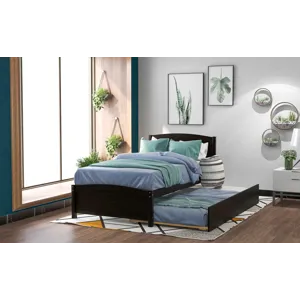 Twin Size Platform Bed With Trundle - Espresso