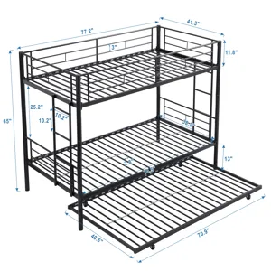 Bunk Bed With Trundle - Black