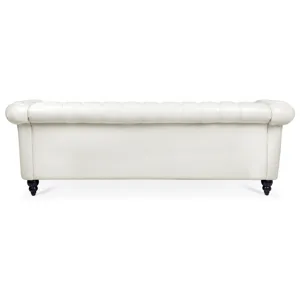 84.65\" Rolled Arm Chesterfield 3 Seater Sofa - White