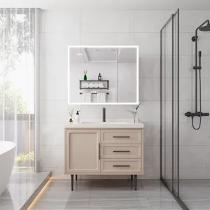 Bathroom Medicine Cabinet With Lights, 36×30" LED Medicine Cabinet With Mirror, Double Door Lighted Medicine Cabinet With Defogger, Dimmer, Clock & Temp Display, 2 Outlets & USB Ports - Silver