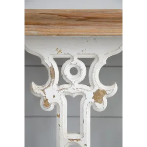 Classic Vintage Console Table With Wood Top - White Wash / Brown