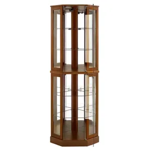 6 Shelf Corner Curio Display Cabinet With Lights, Mirrors And Adjustable Shelves (E26 Light Bulb Not