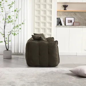 Soft Beanbag Chair With High Resilience Foam Core For Two People - Olive Green