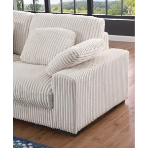 Nadine - 155.5\"W Beige Corduroy Corner Sectional Sofa With Left-Facing Chaise
