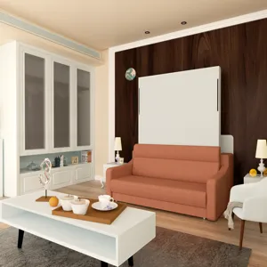 Morden Deisgn Vertical Murphy Bed With Sofa For Bedroom Or Guestroom White Wall Bed Space Saving Hid