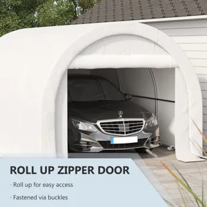 Outsunny - 10\' x 16\' Carport, Heavy Duty Portable Garage Storage Tent With Large Zippered Door, An