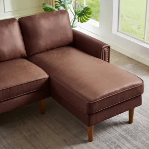 L-Shape Sofa Couch With Chais Mid-Century, Strong Leg And Design That Will Complement Any Living Spa