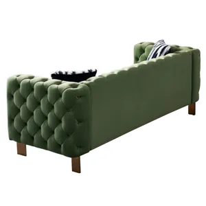 Chesterfield - Modern Tufted Velvet Living Room Sofa, 84.25\'\'W Couch - Mint Green