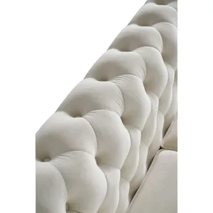 Chesterfield - Velvet Sofa 84.65\" For Living Room - Beige