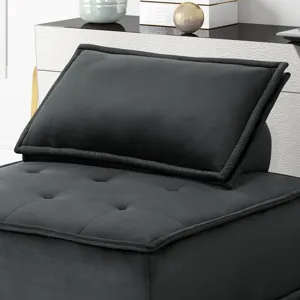 Anna - Velvet 3 Piece Sectional Sofa Ottoman - Black