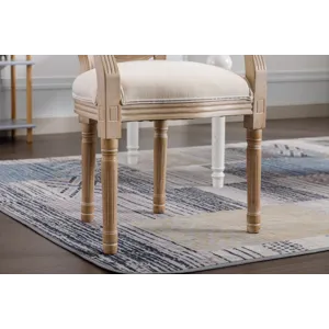 French Vintage Upholstered Fabric Dining Armchair (Set of 2) - Beige
