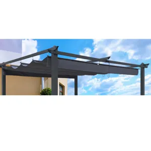 Replacement Canopy Top Fabric For 10X10 Ft Outdoor Patio Retractable Pergola Sunshelter Pergola Cano