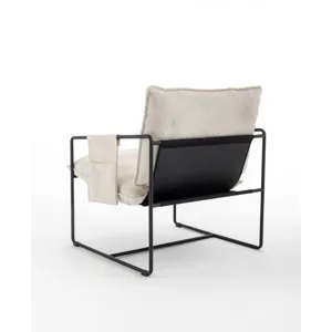 Upholstered Hanging Armchair With Arm Pocket Metal Frame, Crushed Foam Cushions And Skin-Friendly Br