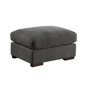 Tatman - Linen Blend Sectional With 2 Ottomans - Dark Gray