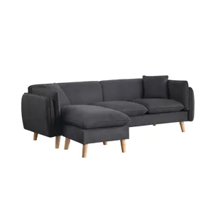 Brayden - Fabric Sectional Sofa Chaise - Dark Gray