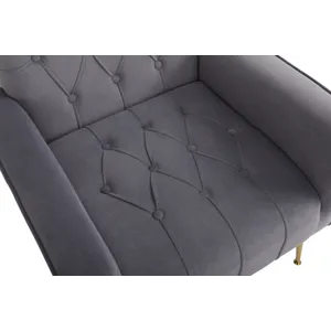 Modern Accent Chair With Ottoman, Comfy Armchair For Living Room, Bedroom, Apartment, Office - Gray