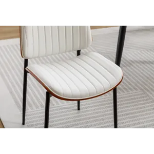 Dining Chairs (Set of 2) Mid-Century Modern Retro Faux Leather Chair With Bentwood Upholstered Seat 