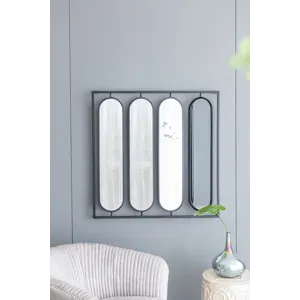 Large Four Oval Wall Mirror With Square Frame, Home Decor For Living Room, Bedroom, Entryway, Office