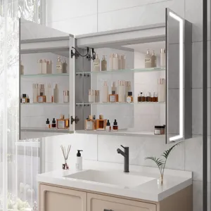 36X30\" Medicine Cabinet With LED Vanity Mirror, Anti-Fog Recessed Or Surface Mount Bathroom Double 