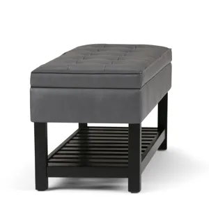 Cosmopolitan - Storage Ottoman Bench with Open Bottom - Stone Grey