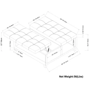 Harrison - Coffee Table Storage Ottoman - Denim Blue