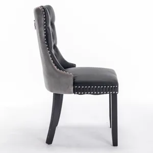 Nikki - Modern, High-End Tufted Solid Wood Contemporary PU And Velvet Upholstered Dining Chair With 