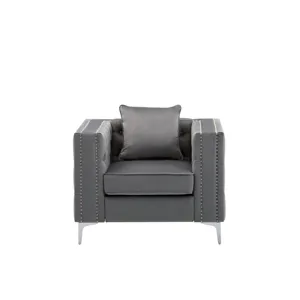 Lorreto - Velvet Chair - Gray