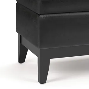 Oregon - Storage Ottoman Bench with Tray - Distressed Black